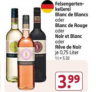 Felsengartenkellerei Wein - Blanc de Blancs, Blanc de Rouge, Noir et Blanc oder Rêve de Noir je 0,75 Liter