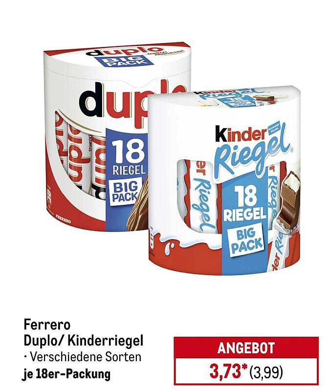 Ferrero Duplo/Kinderriegel - Verschiedene Sorten, je 18er-Packung