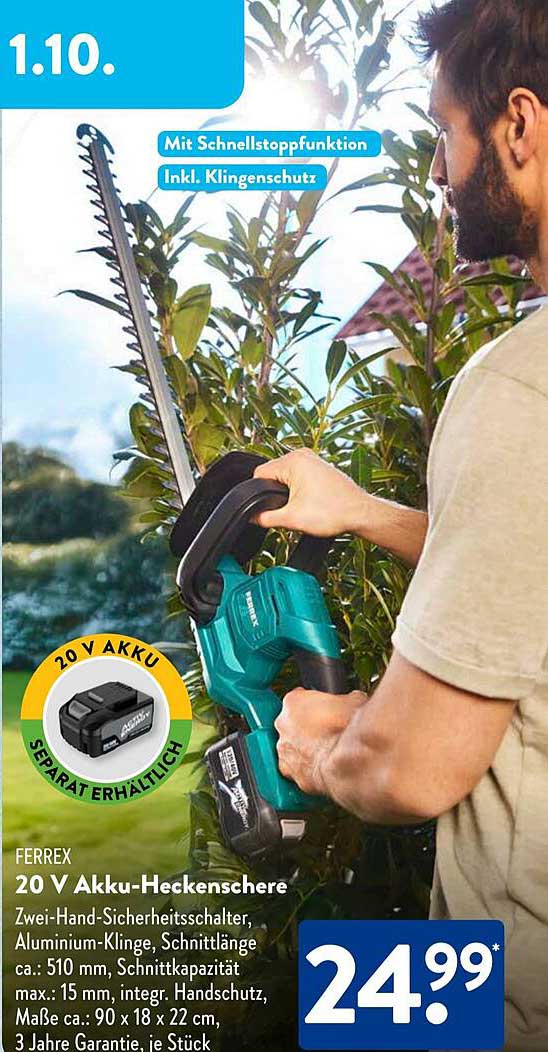 FERREX 20 V Akku-Heckenschere