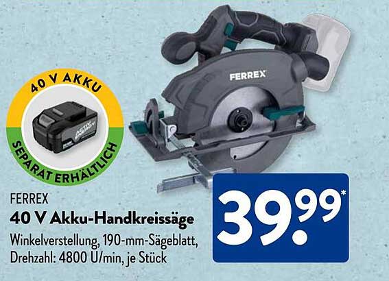 FERREX 40 V Akku-Handkreissäge