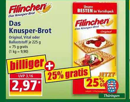 Filinchen Das Knusper-Brot Original, Vital oder Ballaststoff je 225 g + 75 g gratis