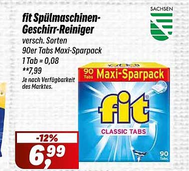 fit Spülmaschinen-Geschirr-Reiniger, 90er Tabs Maxi-Sparpack
