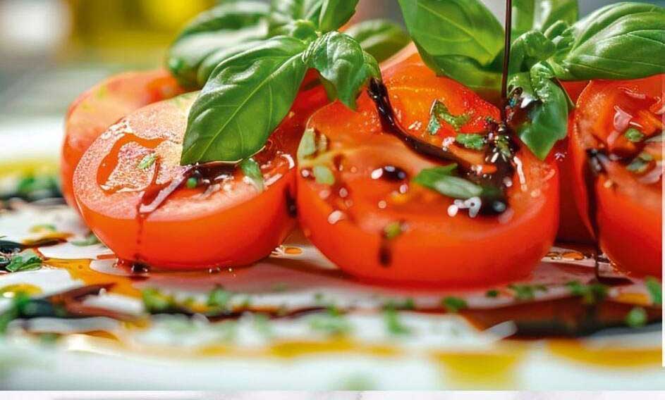 Frische Tomaten mit Basilikum und Balsamico