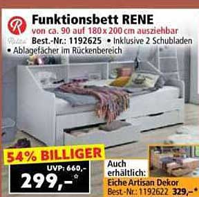 Funktionsbett RENE von ca. 90 auf 180 x 200 cm ausziehbar