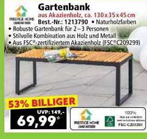 Gartenbank aus Akazienholz, 130×35×45 cm