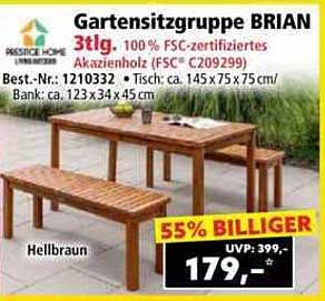 Gartensitzgruppe BRIAN 3tlg. aus Akazienholz