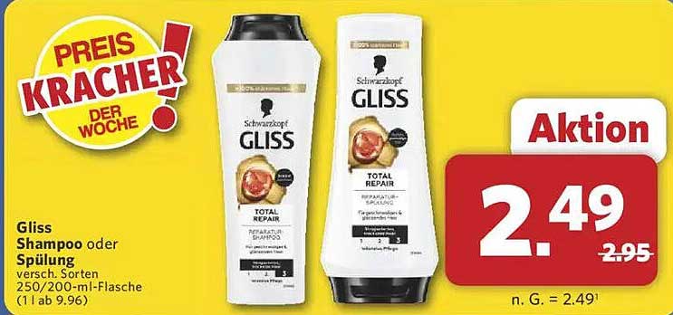 Gliss Shampoo oder Spülung - Aktion Angebot der Woche