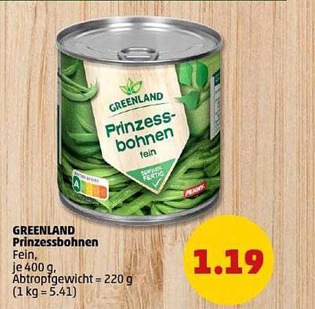 GREENLAND Prinzessbohnen fein 400 g