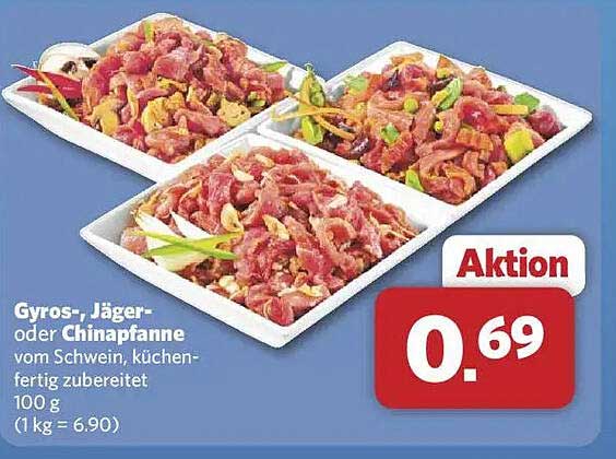 Gyros-, Jäger- oder China-Pfanne vom Schwein, küchenfertig zubereitet