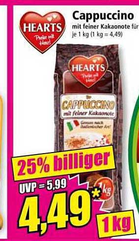 HEARTS Cappuccino mit feiner Kakaonote 1 kg