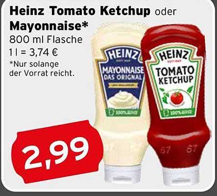 Heinz Tomato Ketchup oder Mayonnaise 800 ml Flasche