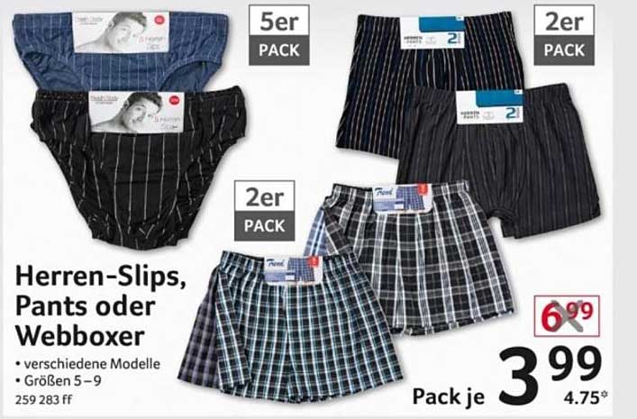 Herren-Slips, Pants oder Webboxer 5er oder 2er Pack