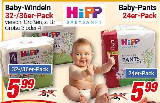 HIPP Baby-Windeln 32/36er-Pack und Baby-Pants 24er-Pack