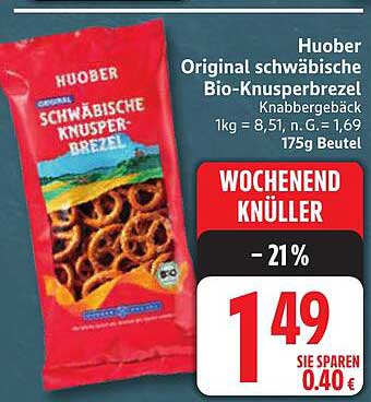 Huober Original schwäbische Bio-Knusperbrezel 175g Beutel