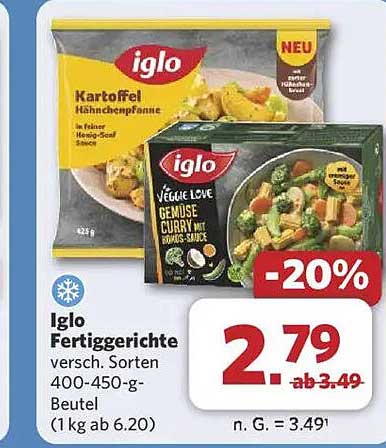Iglo Fertiggerichte - verschiedene Sorten 400-450 g Beutel