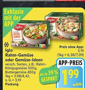Iglo Rahm-Gemüse oder Gemüse-Ideen 450g