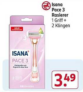 Isana Pace 3 Rasierer 1 Griff + 2 Klingen