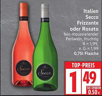 Italien Secco Frizzante oder Rosato - 0,75l Flasche