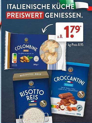 Italienische Leckereien: Colombine, Risotto Reis und Croccantini