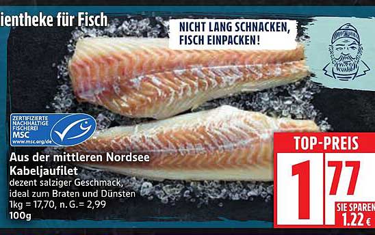 Kabeljaufilet aus der mittleren Nordsee