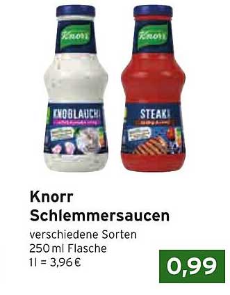 Knorr Schlemmer-saucen – verschiedene Sorten 250 ml Flasche
