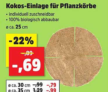 Kokos-Einlage für Pflanzkörbe