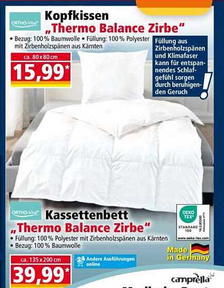 Kopfkissen „Thermo Balance Zirbe“