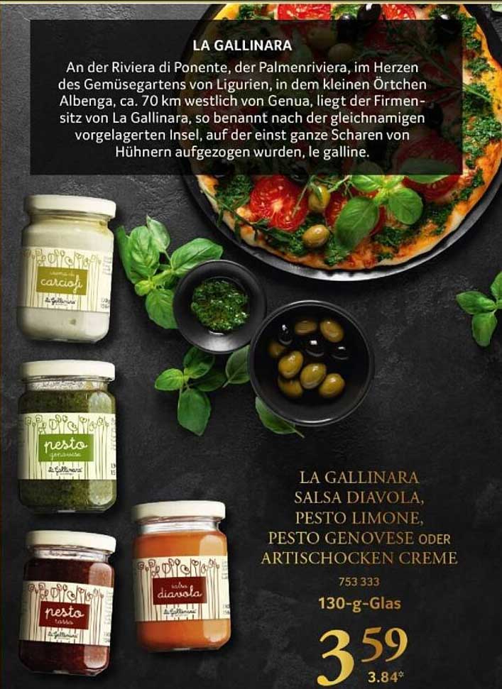 LA GALLINARA Salsa Diavola, Pesto Limone, Pesto Genovese oder Artischocken Creme 130-g-Glas