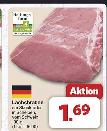 Lachsbraten am Stück oder in Scheiben, vom Schwein - 100 g