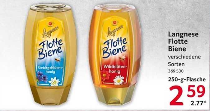 Langnese Flotte Biene – Gebirgsblüten-Honig und Wildblüten-Honig 250-g-Flasche