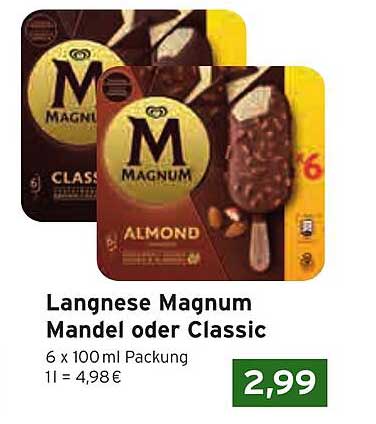 Langnese Magnum Mandel oder Classic 6 x 100 ml