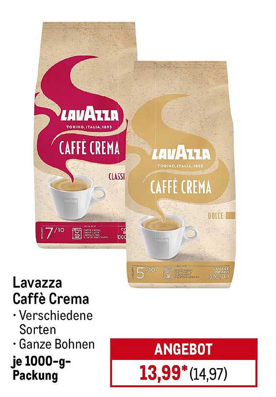 Lavazza Caffè Crema – Ganze Bohnen (1000-g-Packung)