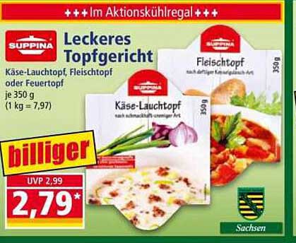Leckeres Topfgericht - Käse-Lauch-, Fleisch- oder Feuerpot (350 g)