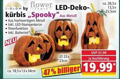 LED-Deko-Kürbis "Spooky" aus Metall