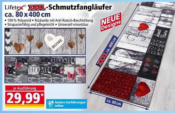 Lifetex XXXL-Schmutzfangläufer ca. 80 x 400 cm