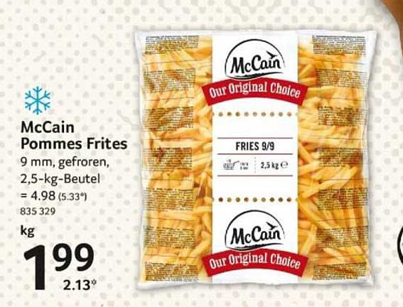 McCain Pommes Frites 9 mm, gefroren, 2,5-kg-Beutel