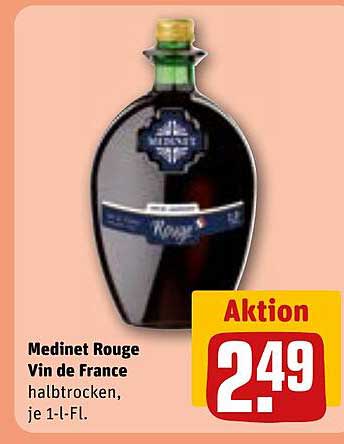 Medinet Rouge Vin de France halbtrocken, je 1-l-Flasche
