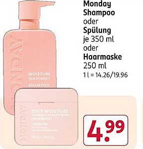 Monday Shampoo oder Spülung 350 ml oder Haarmaske 250 ml
