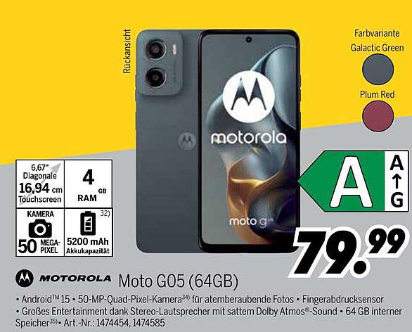Motorola Moto G05 (64GB) – Angebot im MEDIMAX-Prospekt
