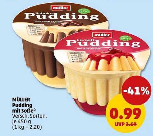 MÜLLER Pudding mit Soße - Verschiedene Sorten, je 450 g