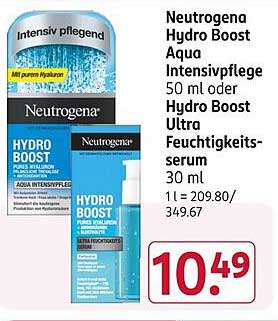 Neutrogena Hydro Boost Aqua Intensivpflege 50 ml oder Hydro Boost Ultra Feuchtigkeitsserum 30 ml
