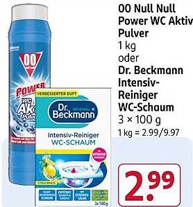 OO Null Null Power WC Aktiv Pulver 1 kg oder Dr. Beckmann Intensiv-Reiniger WC-Schaum 3 x 100 g