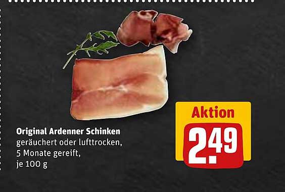 Original Ardenner Schinken, geräuchert oder luftgetrocknet, 5 Monate gereift, je 100 g