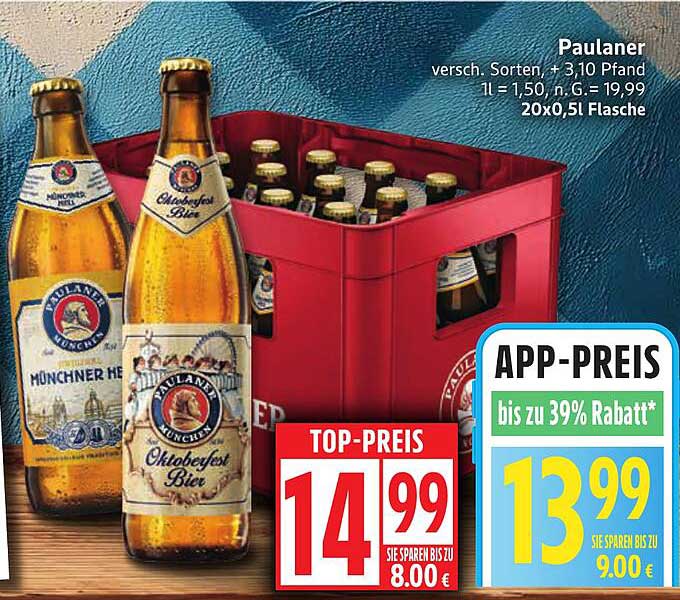 Paulaner Bierkasten 20 x 0,5L - Oktoberfest & Münchner Hell