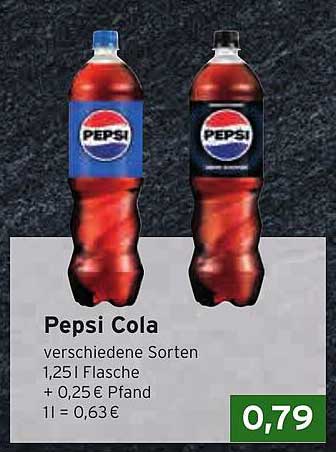 Pepsi Cola - verschiedene Sorten 1,25 l Flasche