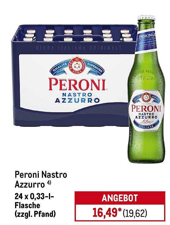 Peroni Nastro Azzurro 24 x 0,33-l-Flasche (zzgl. Pfand)