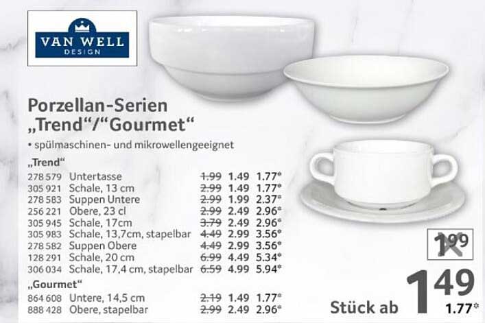 Porzellan-Serie "Trend" und "Gourmet" von Van Well