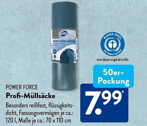 POWER FORCE Profi-Müllsäcke 50er-Packung