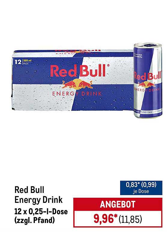Red Bull Energy Drink 12 x 0,25-l-Dose (zzgl. Pfand)