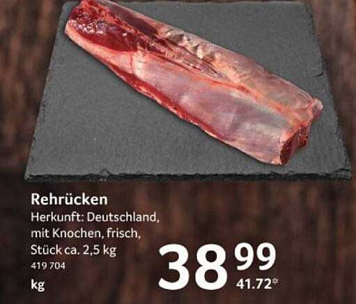 Rehrücken frisch aus Deutschland, mit Knochen, Stück ca. 2,5 kg